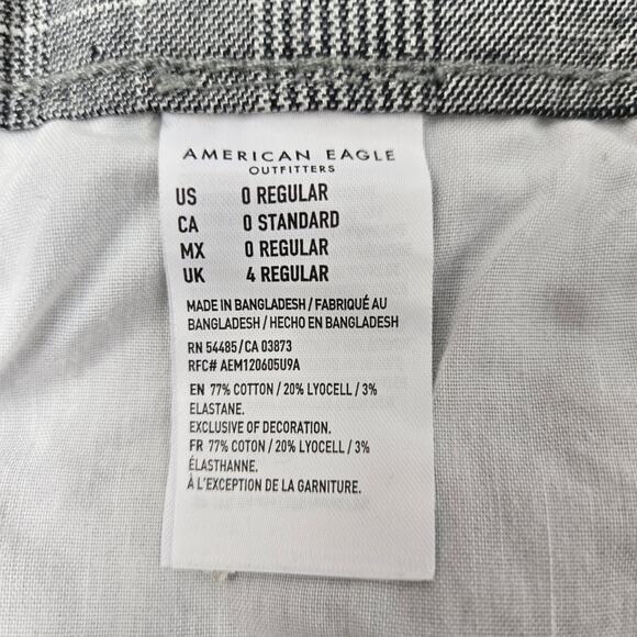American Eagle Skirt Hi Rise Mini Super Stretch Gray Plaid Acadamia Preppy sz 0 - Picture 11 of 12